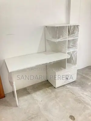White Study Table with Cupboard