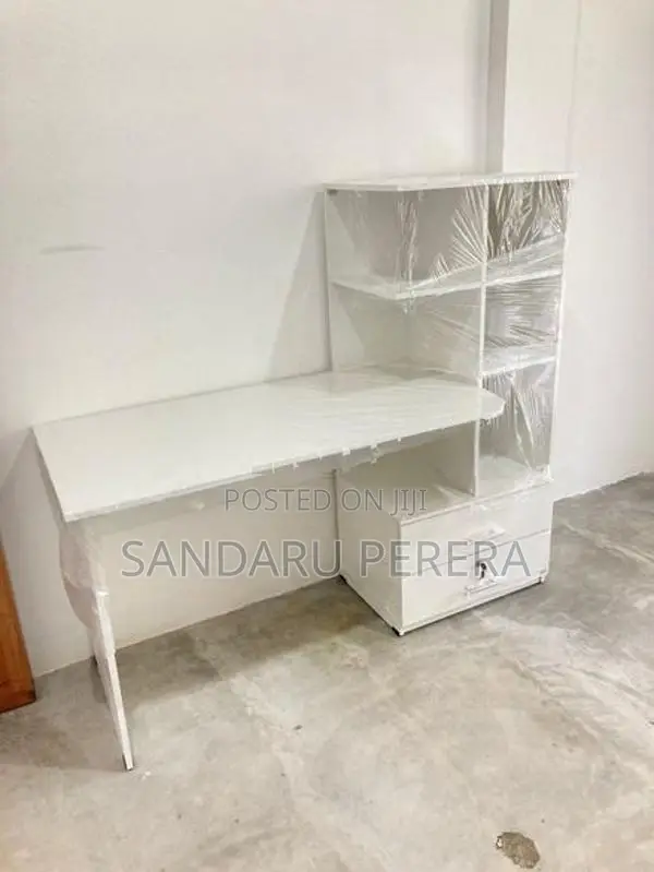 White Study Table with Cupboard