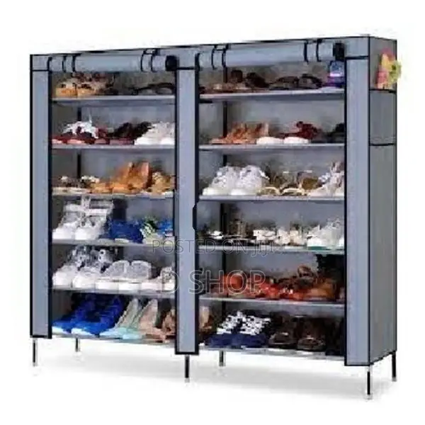 Double Side Column 6 Layers Shoe Rack Cover Up