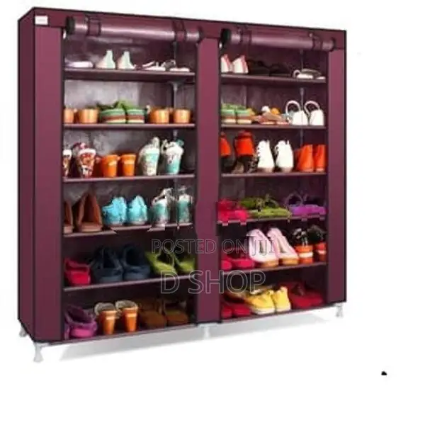 Double Side Column 6 Layers Shoe Rack Cover Up