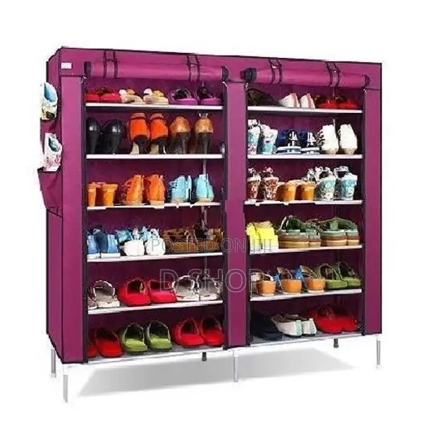 Double Side Column 6 Layers Shoe Rack Cover Up