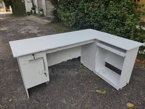 Melamine L Shape Office Table White 5.5x4ft