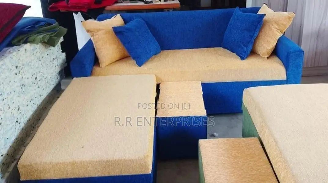 New Modern Colour Fabric Sofa Set with Stool