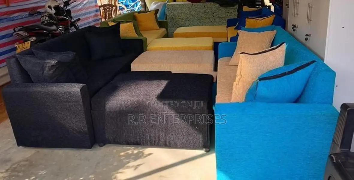 New Modern Colour Fabric Sofa Set with Stool