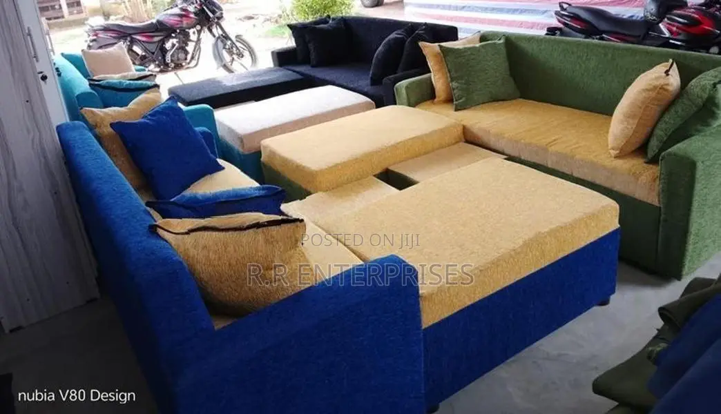 New Modern Colour Fabric Sofa Set with Stool