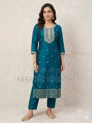 Long embroidery border neck hand edge work Side open Indian top