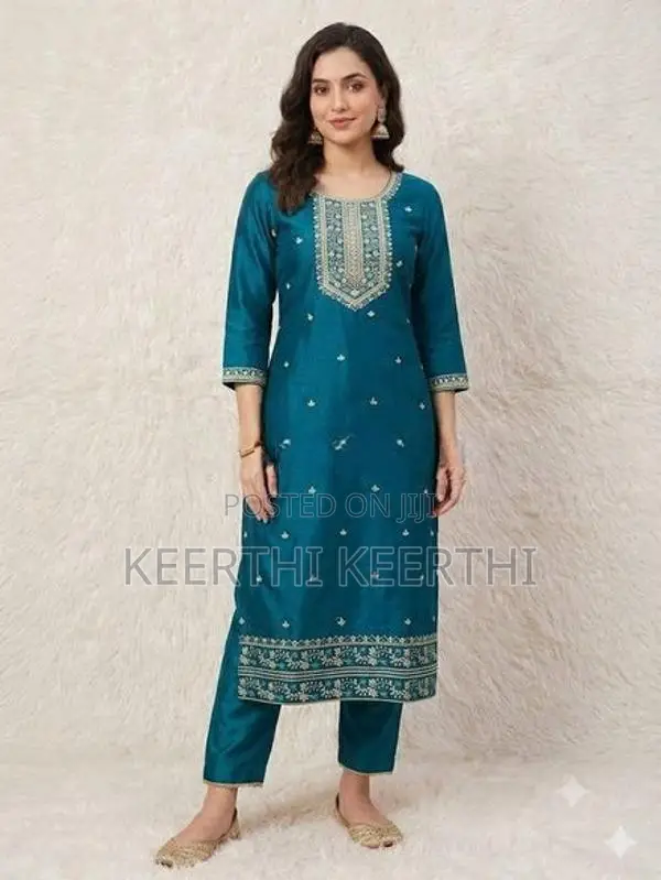 Long embroidery border neck hand edge work Side open Indian top