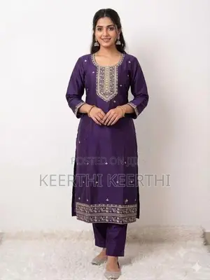 Long embroidery border neck hand edge work Side open Indian top