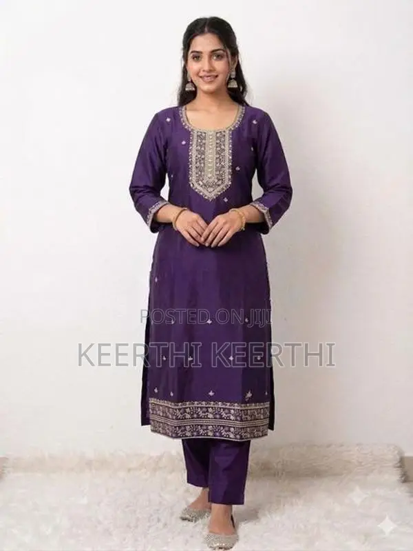 Long embroidery border neck hand edge work Side open Indian top