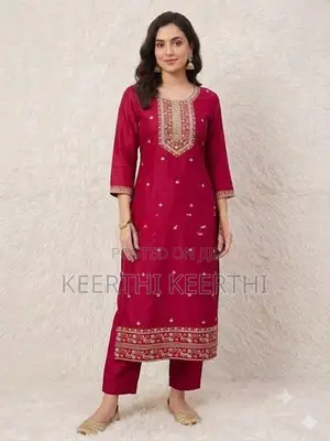 Long embroidery border neck hand edge work Side open Indian top