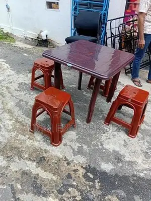 Plastic Table with 4 Stools