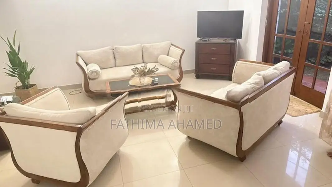 Ivory Sofa Set with Coffee Table