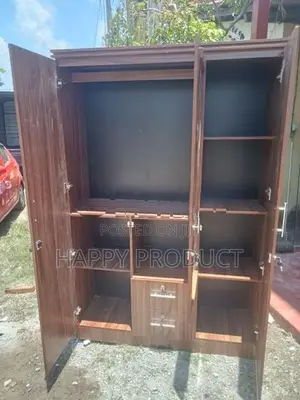 3 Door Melamine Dising Wardrobe with Glass