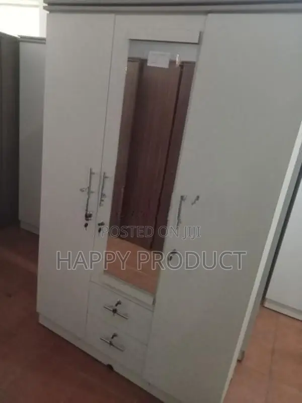 3 Door Melamine Dising Wardrobe with Glass