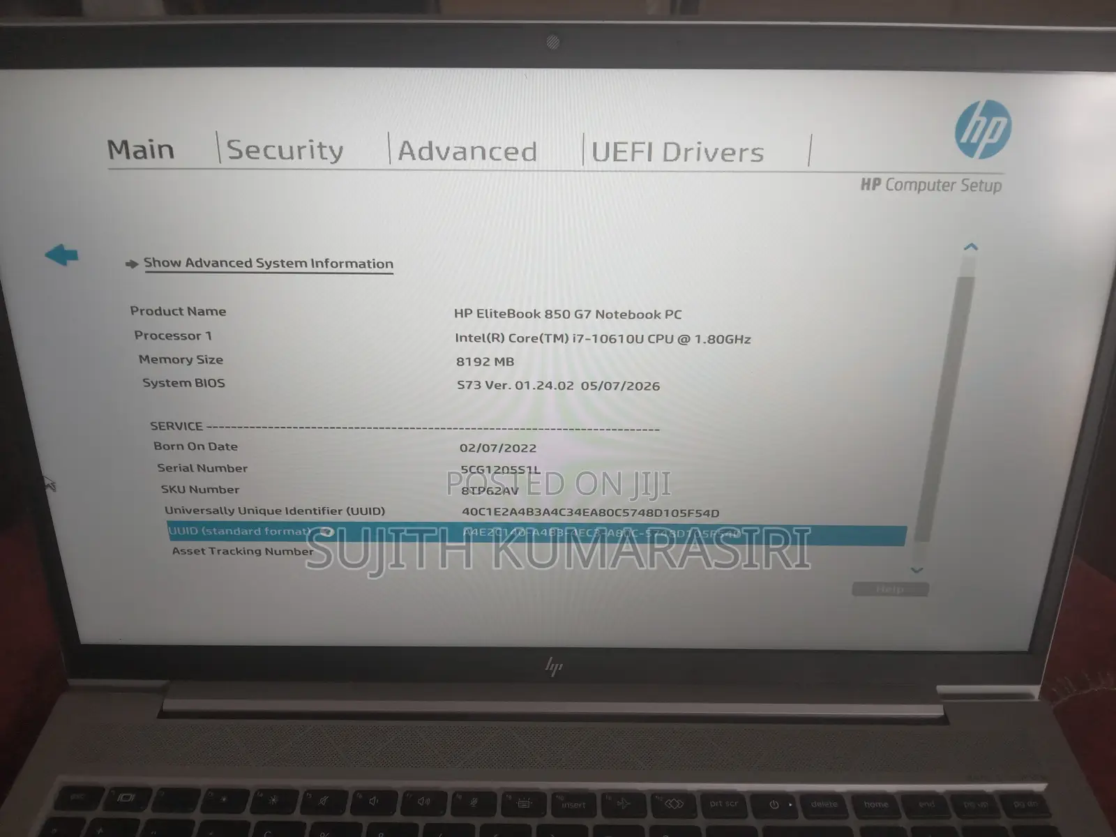 Laptop HP EliteBook 850 8GB Intel Core i7 SSD 256GB