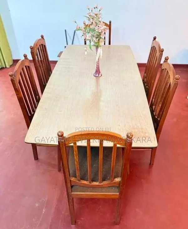 6 Teak Wood Dining Chairs with Table