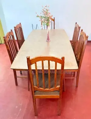 6 Teak Wood Dining Chairs with Table