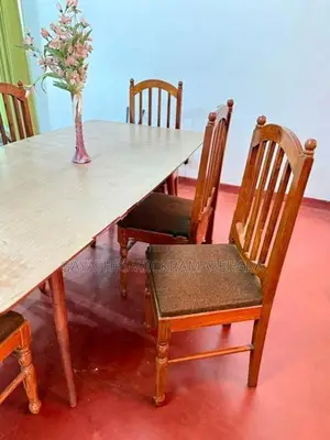 6 Teak Wood Dining Chairs with Table