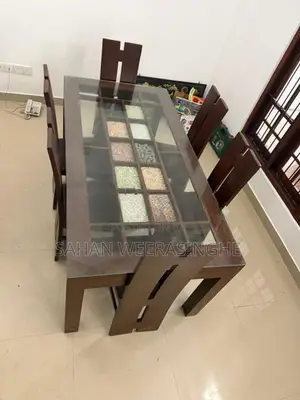 Used Teak Dining Table Glass Top