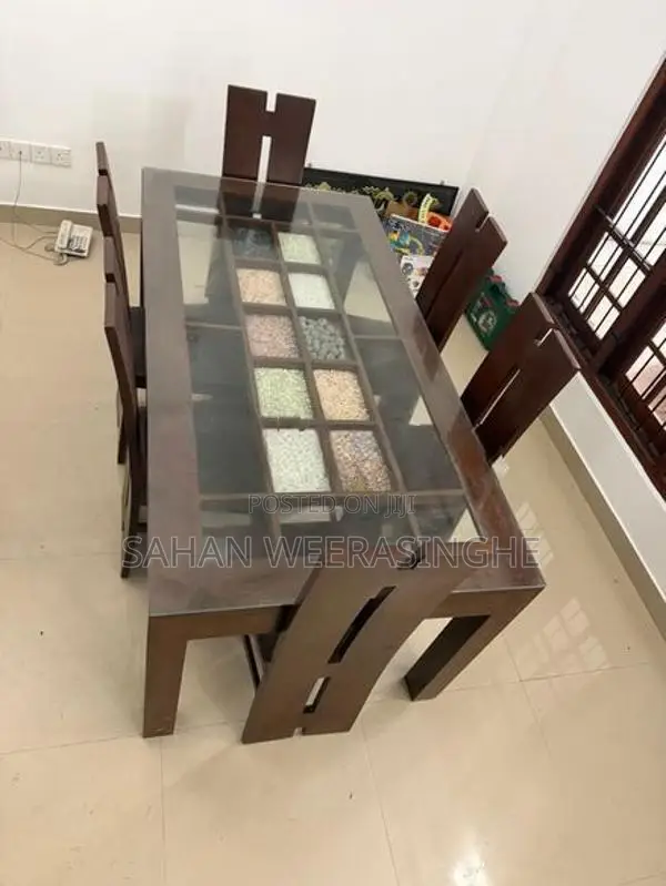 Used Teak Dining Table Glass Top