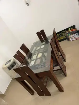 Used Teak Dining Table Glass Top