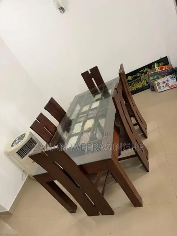 Used Teak Dining Table Glass Top