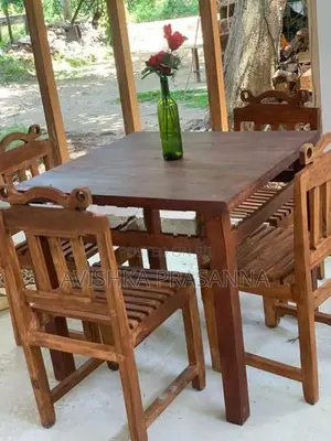 Solid Wooden Dining Table Set with 4 Chairs –
