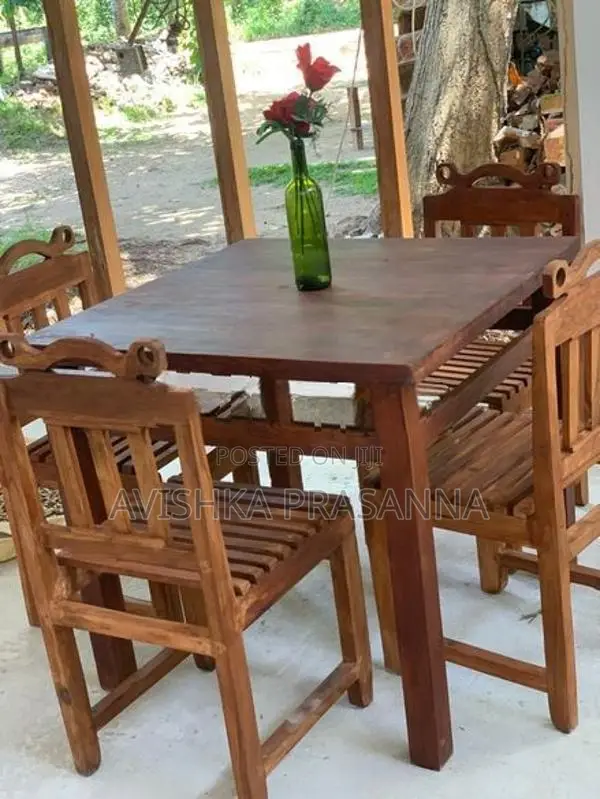 Solid Wooden Dining Table Set with 4 Chairs –