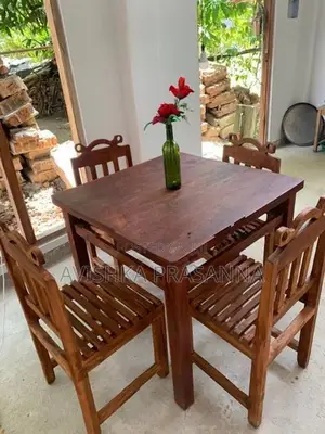 Solid Wooden Dining Table Set with 4 Chairs –