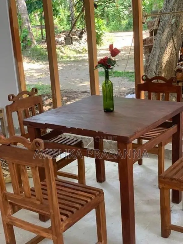 Solid Wooden Dining Table Set with 4 Chairs –