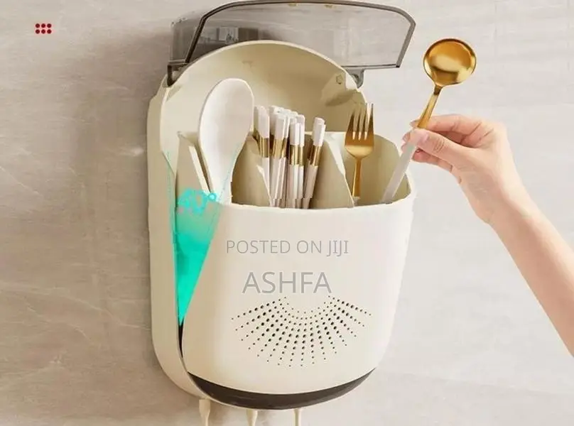 Punch Free Wall Mounted Spoon Holder with Lid