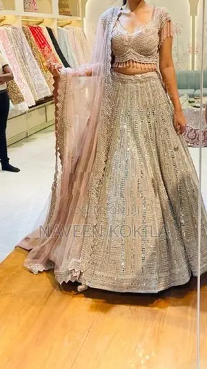 Elegant champagne dusty pink Bridal Lehenga