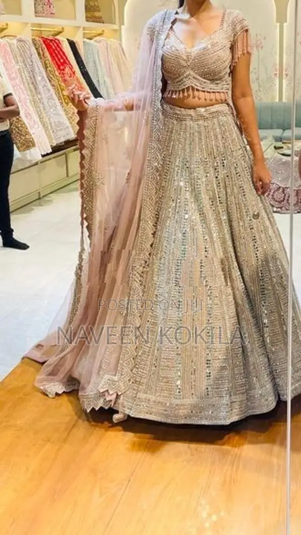 Elegant champagne dusty pink Bridal Lehenga