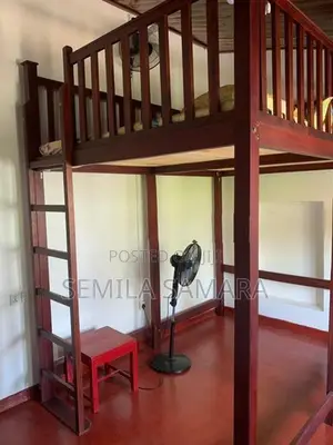 Solid Mahogany Wooden Elevated Bed with Mattress – Excellent Condition