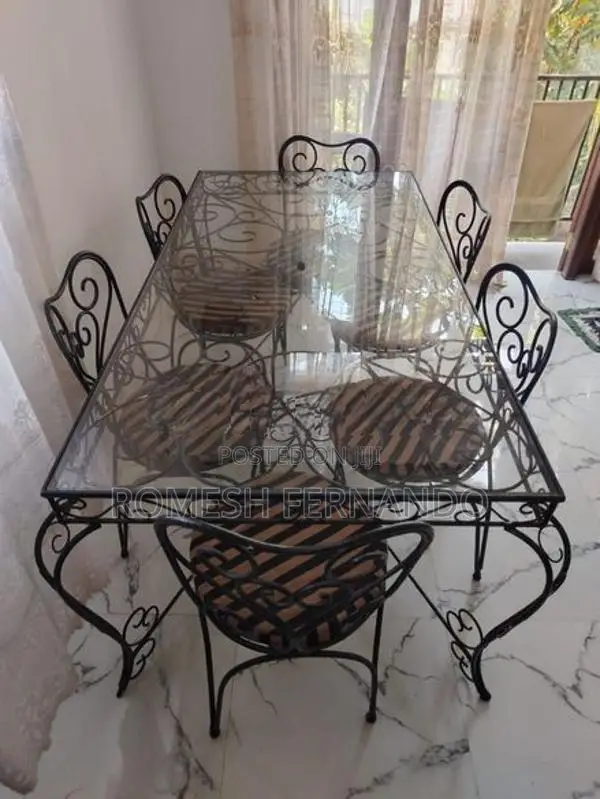 Antique (iron) Dinning Table with 6 Chairs