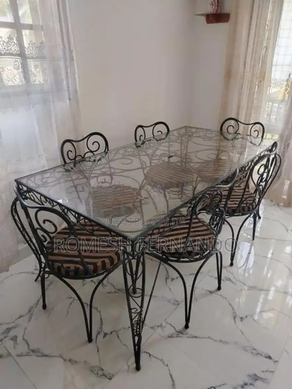 Antique (iron) Dinning Table with 6 Chairs