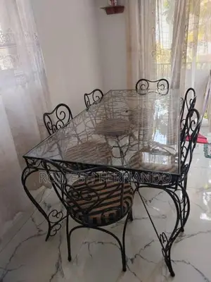 Antique (iron) Dinning Table with 6 Chairs