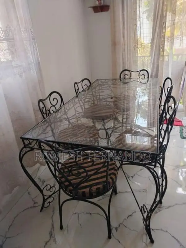 Antique (iron) Dinning Table with 6 Chairs