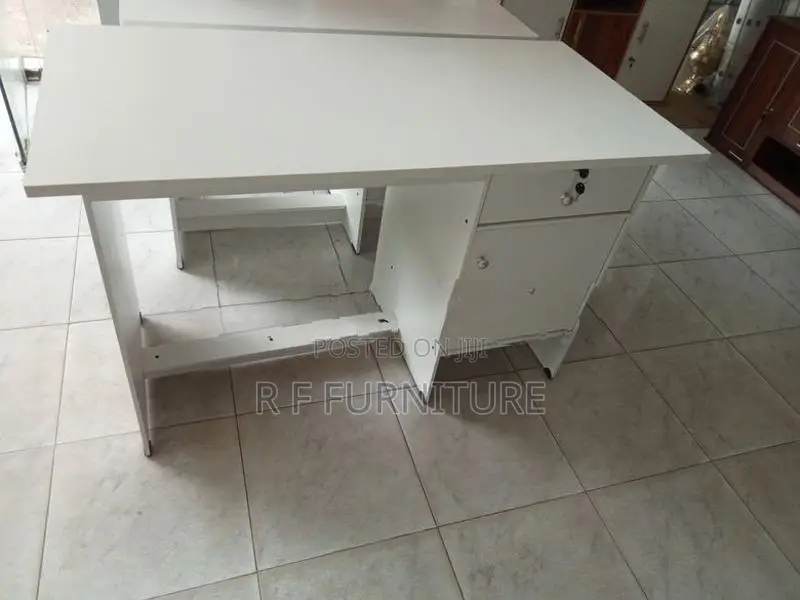 Melamine White Writing Table with Cupboard 4 By