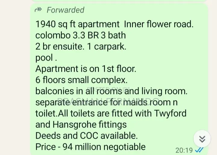 3bdrm Apartment in Blue Ocean, Colombo City for sale
