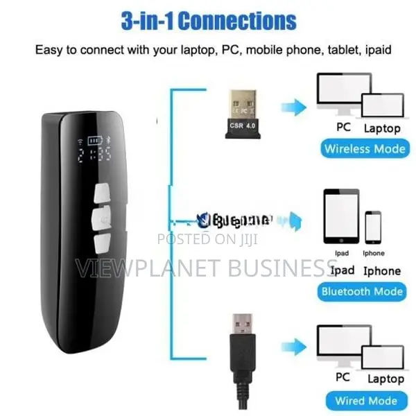 2D Portable Bluetooth Mini Wireless Barcode Readers QR Code Scanner