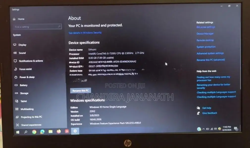 HP Notebook 8GB RAM i5 7th Gen