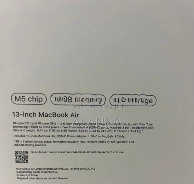 Apple Macbook Air 13' M5 2026 - 1TB / 16GB Ram