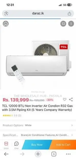 TCL 18000btu Non inverter