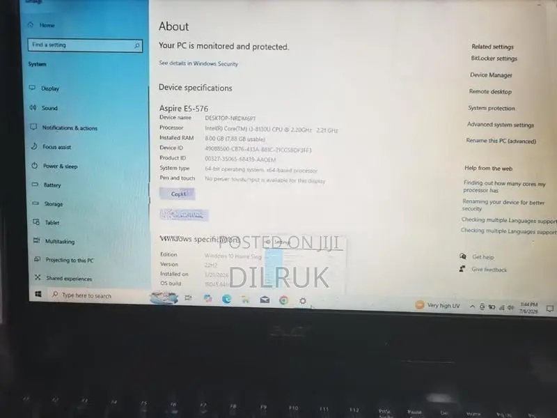 Acer Aspire 8TH Gen NVMe 8GB Laptop