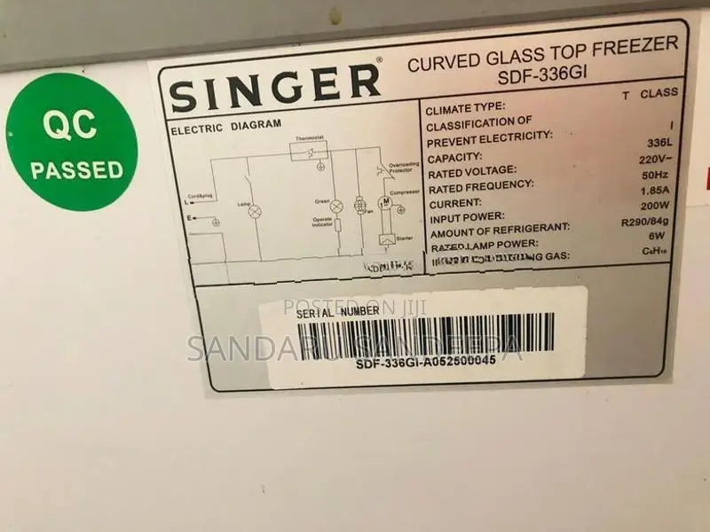 Singer 3 in 1 Multi Model Curved Glass Top Freezer