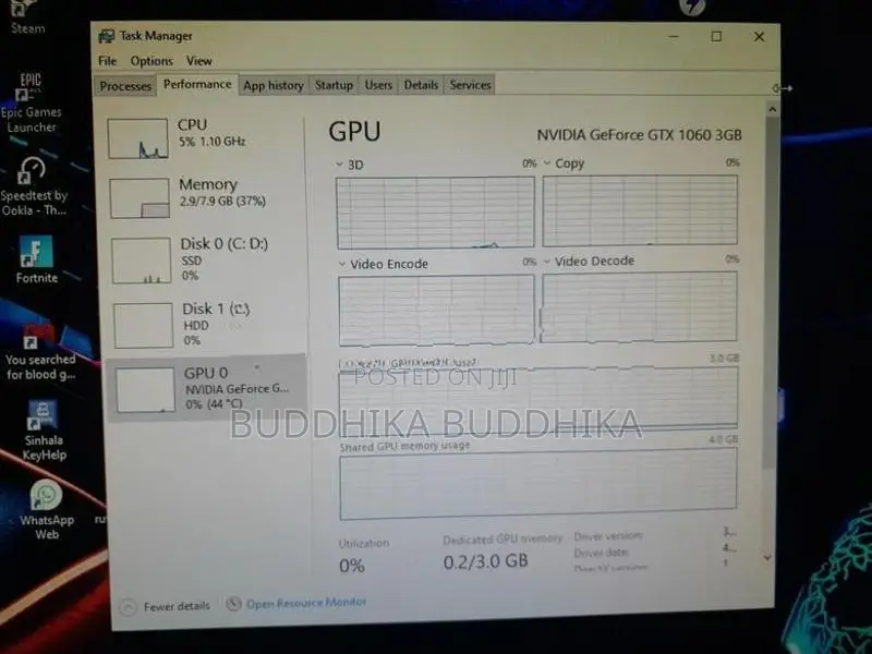 GTX 1060 3GB Used VGA Card. Dual Fans