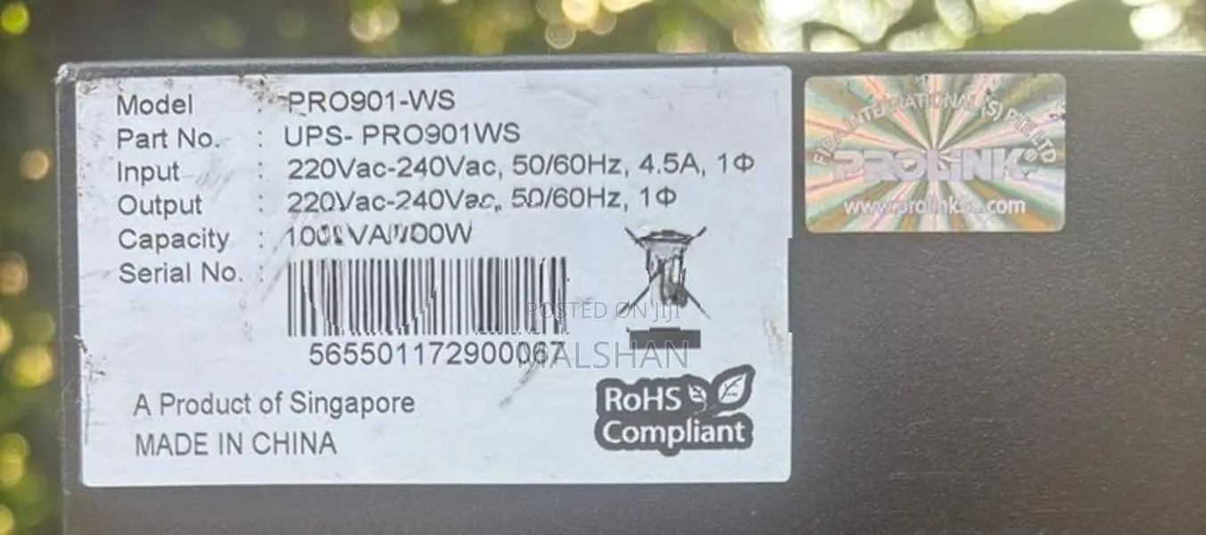 Prolink 1KVA UPS Without Battery