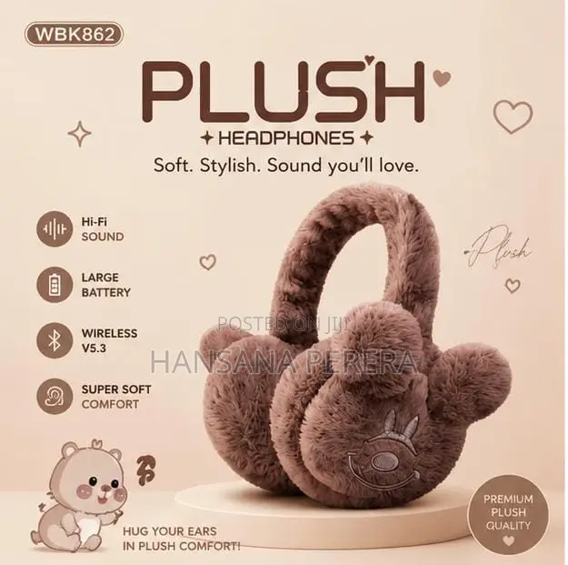 WBK-862 Cute Bear Plush Wireless Headset