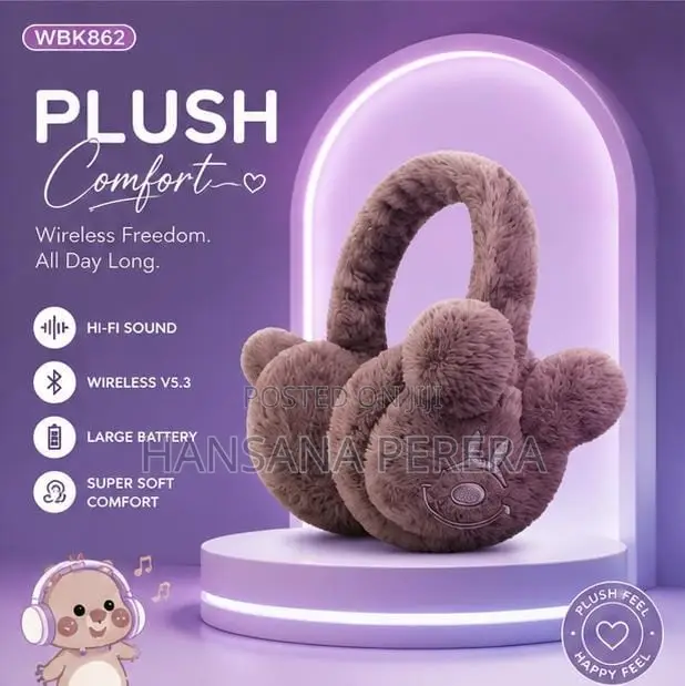 WBK-862 Cute Bear Plush Wireless Headset